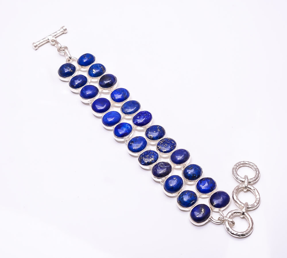Natural Lapis Lazuli -Afghanistan 925 Sterling Silver Bracelet 7.99