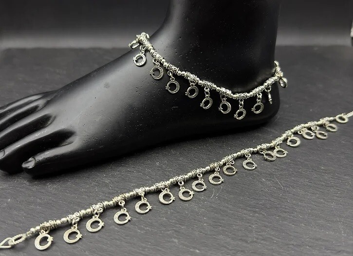 Oxidised Trendy Anklet/Payal german silver payal for women silver plated anklet-image