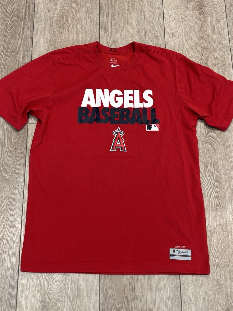 Nike Dri-Fit Los Angeles Angels T-Shirt Red Authentic Performance Large