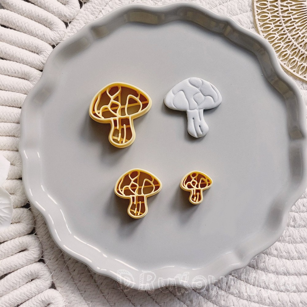 Mushroom Forest Fungus Fungi 4 Polymer Clay Cutter For Earring Jewelry