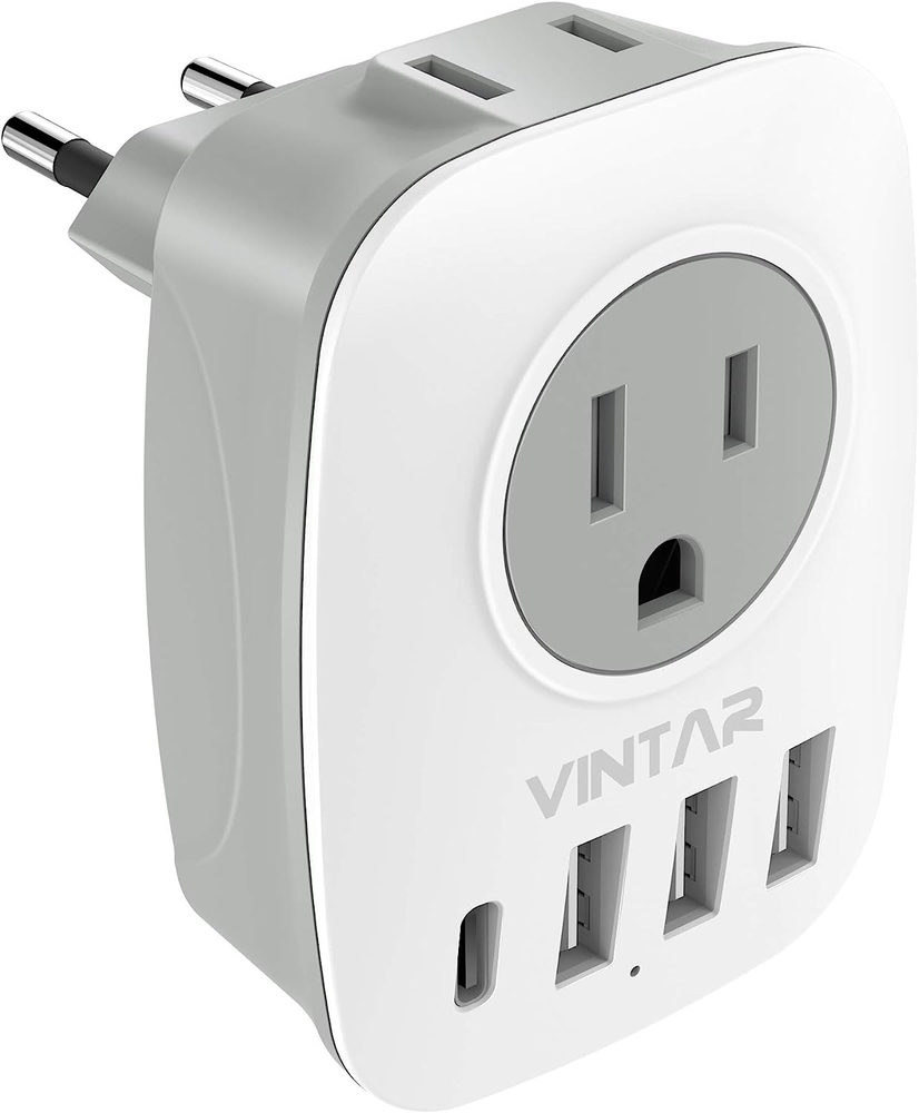 European Travel Plug Adapter, VINTAR International Power Plug Adapter with 1 USB