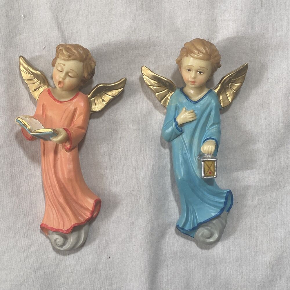 Pair VTG Etruria Angel Figurines Ornaments Made in Italy Statues 5.5” Lot Of 2