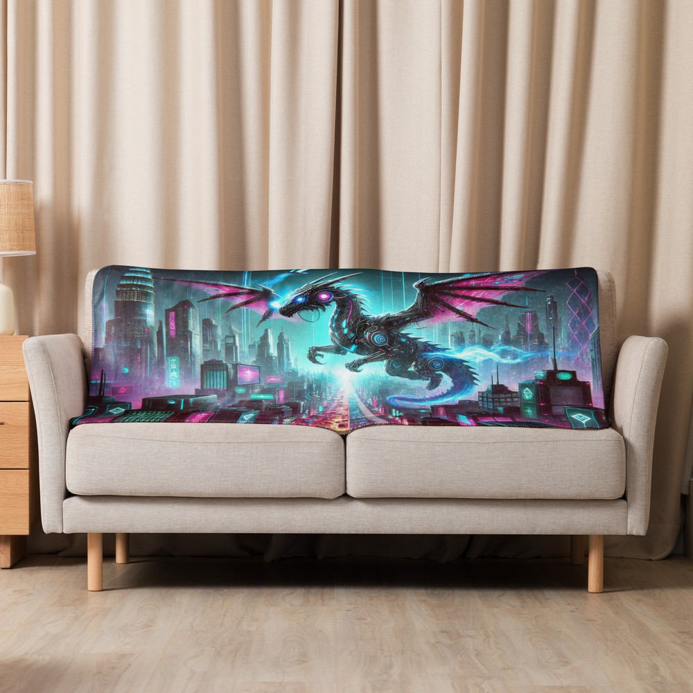 Cyber Dragon Sherpa blanket