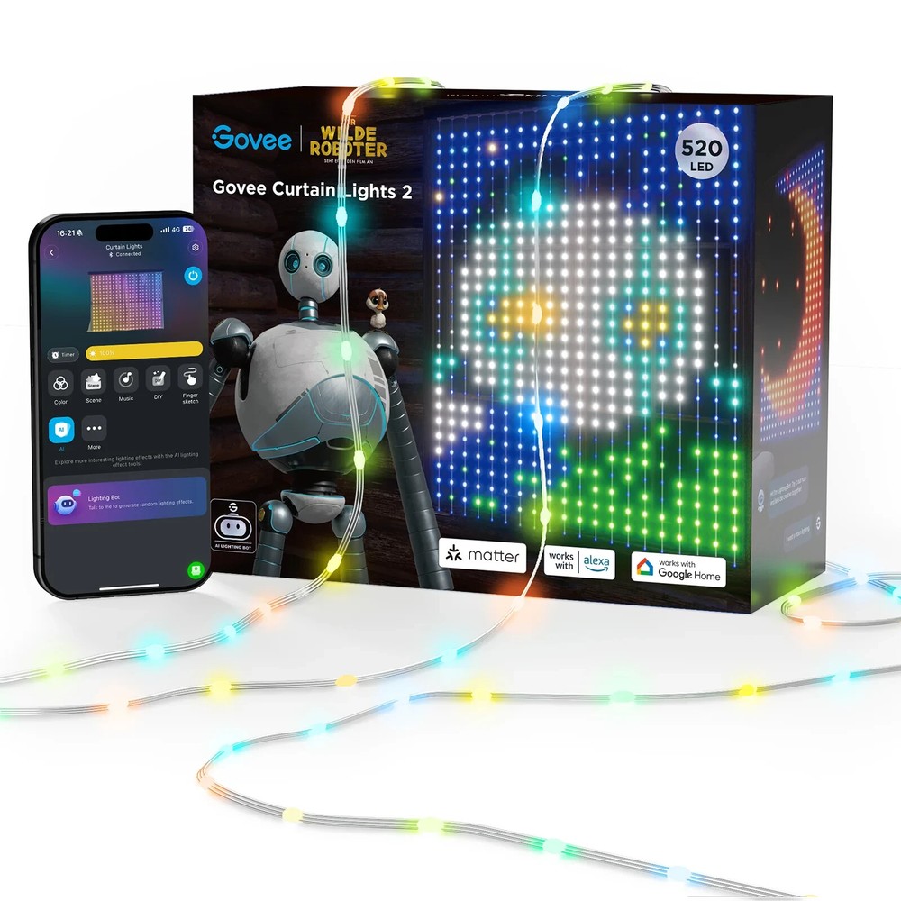 Govee H70B3 The Wild Robot Curtain Lights 2 Lights String Alexa Enable (520 LED)