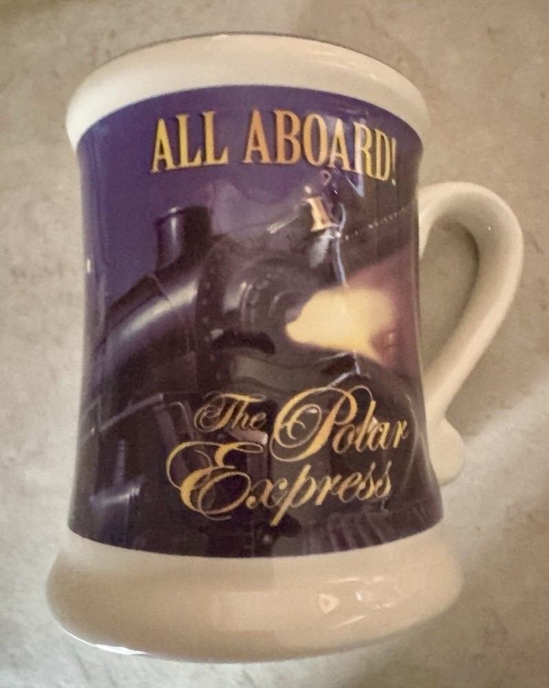 Polar Express All Aboard Believe Blue 3D Raised Coffee Mug Warner Bros