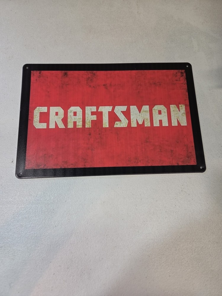Craftsman Metal Tin Sign Red Black Garage Workshop Tool Wall Decor Vintage Style