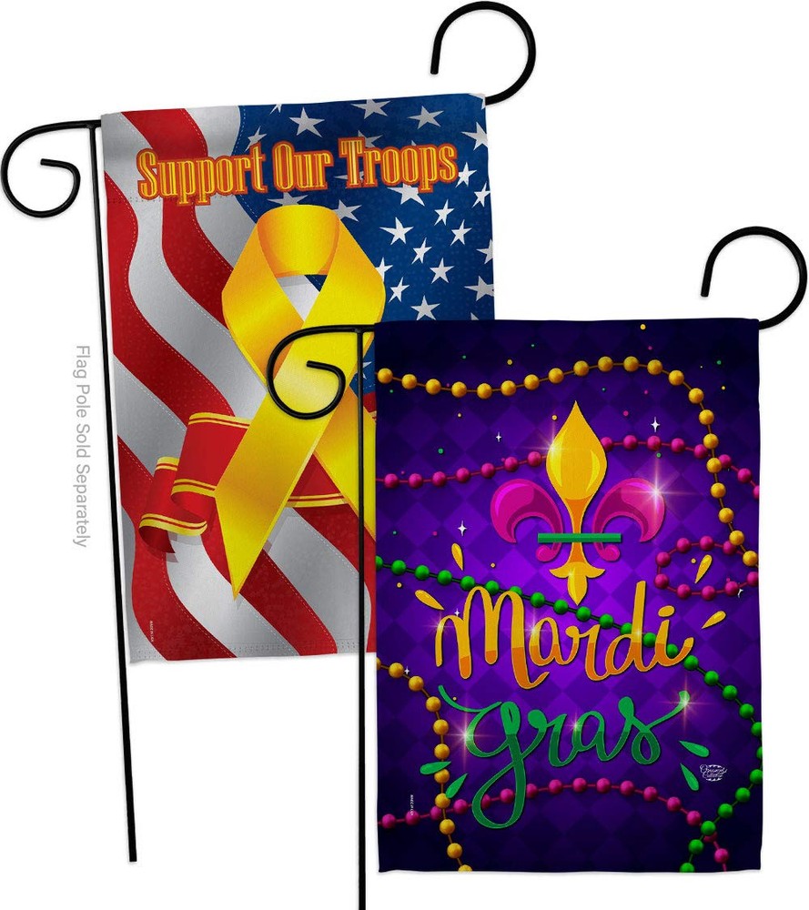 Mardi Gras Beads Garden Flag Pack for Spring Carnival Masquerade Party Decor