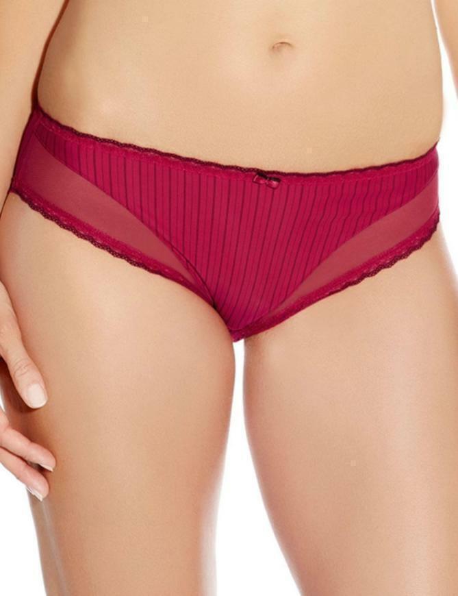 Fantasie Lois Thong Size S 10 12 Red Black Stripe Lace Knickers Underwear 2977