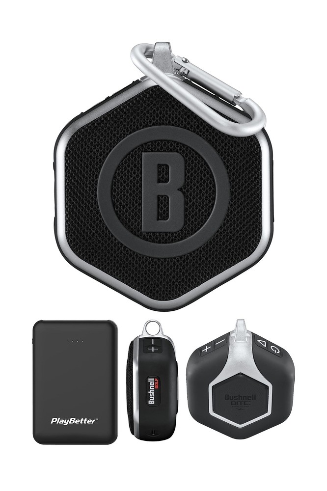 PlayBetter Bushnell Wingman Mini (Silver/Black) Magnetic GPS Golf Speaker Bun...