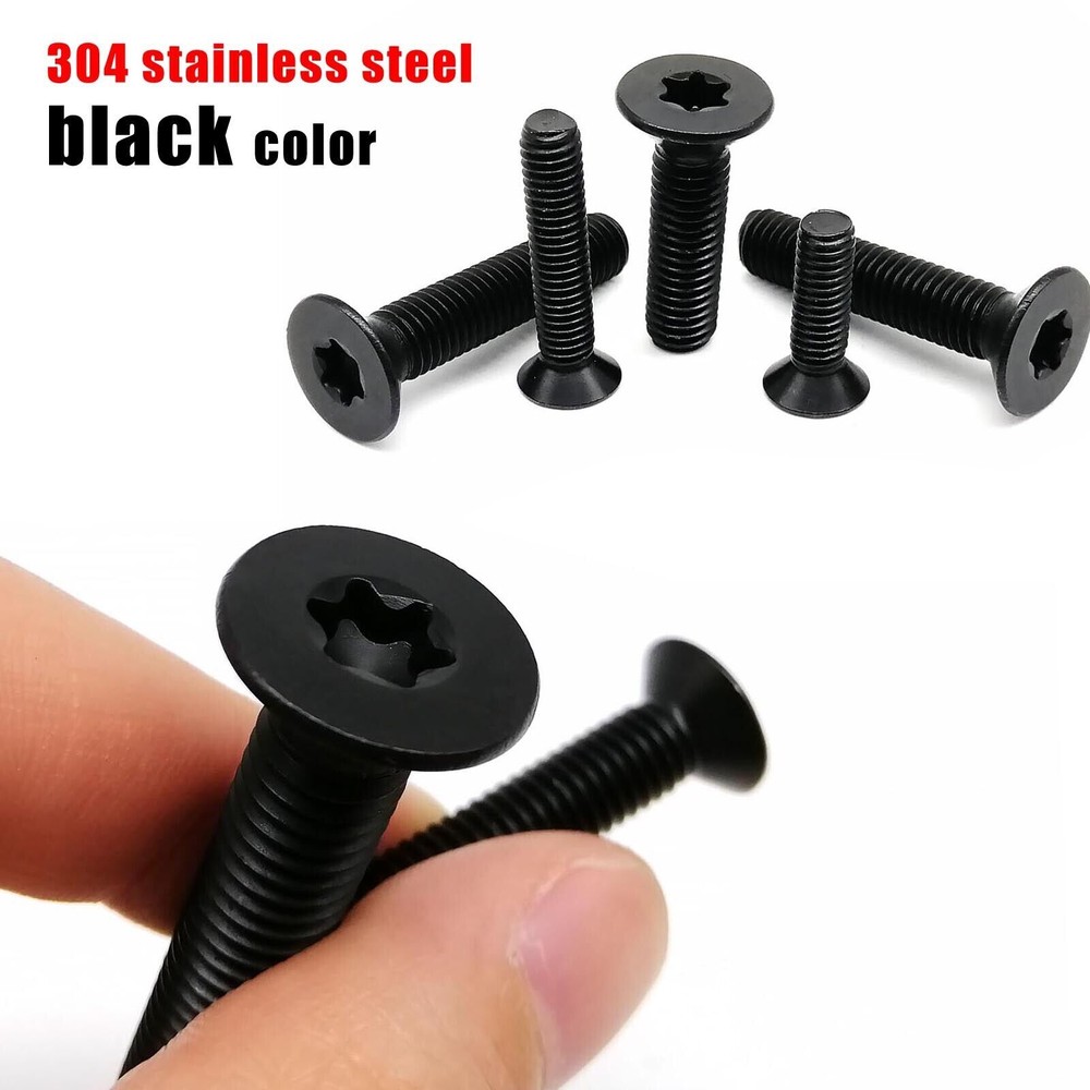 M2-M8 Black Stainless Steel Six-Lobe Torx Head Flat Countersunk Screw Bolt
