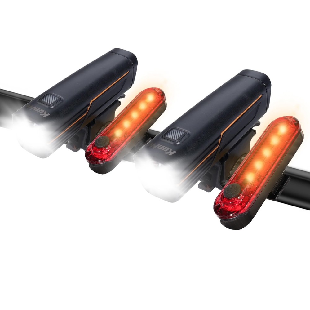 2 Pack 227 Lumens Rechargeable Bike Light Set 1600mAh Front & Rear Bicycle Lights
