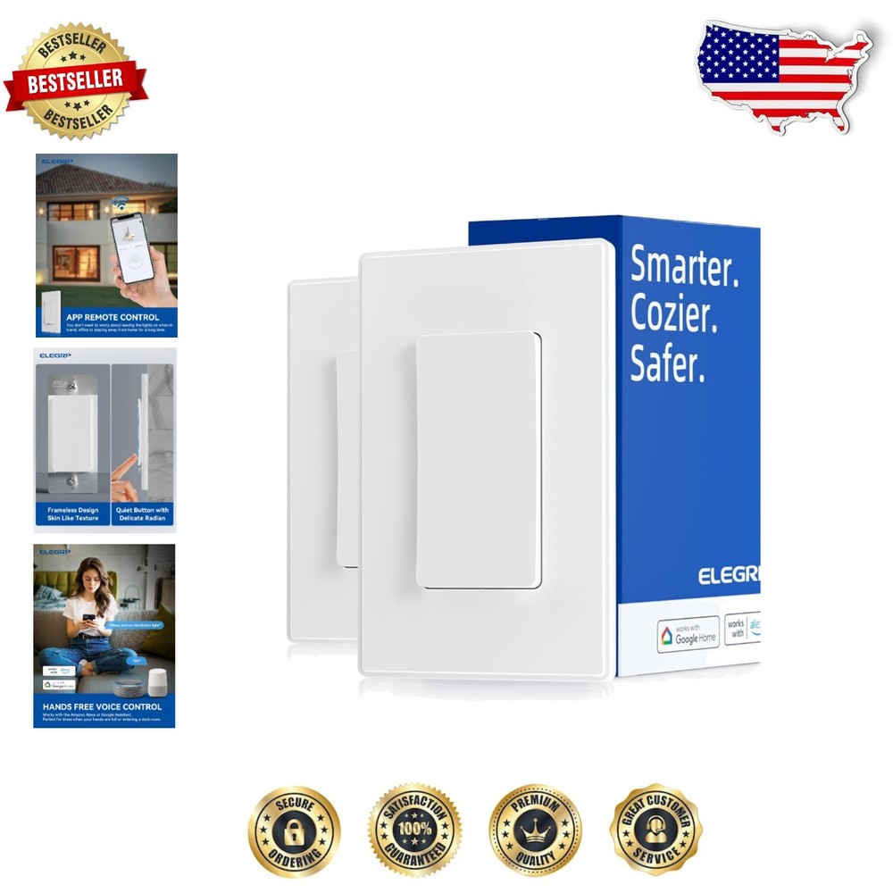 Voice-Controlled Smart Light Switches 2-Pack for Easy Home Automation Setup-image