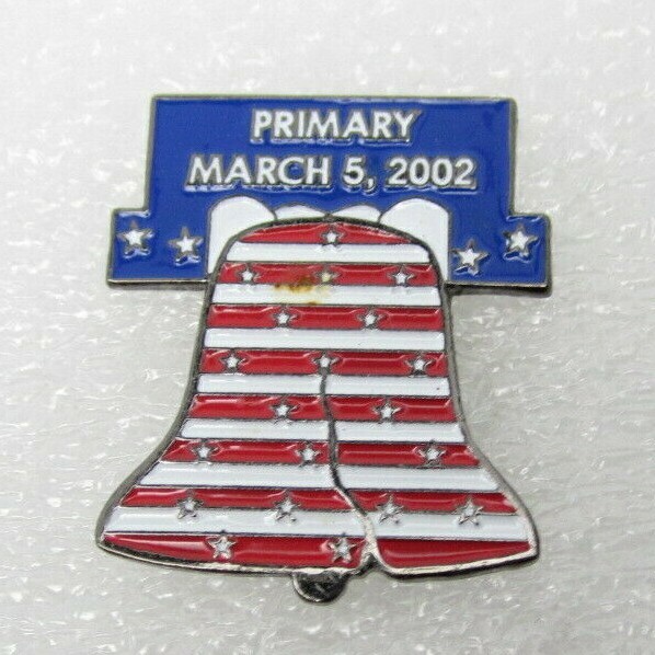 Liberty Bell Primary March 2002 Red White Blue Stripes  Lapel Pin (B205)