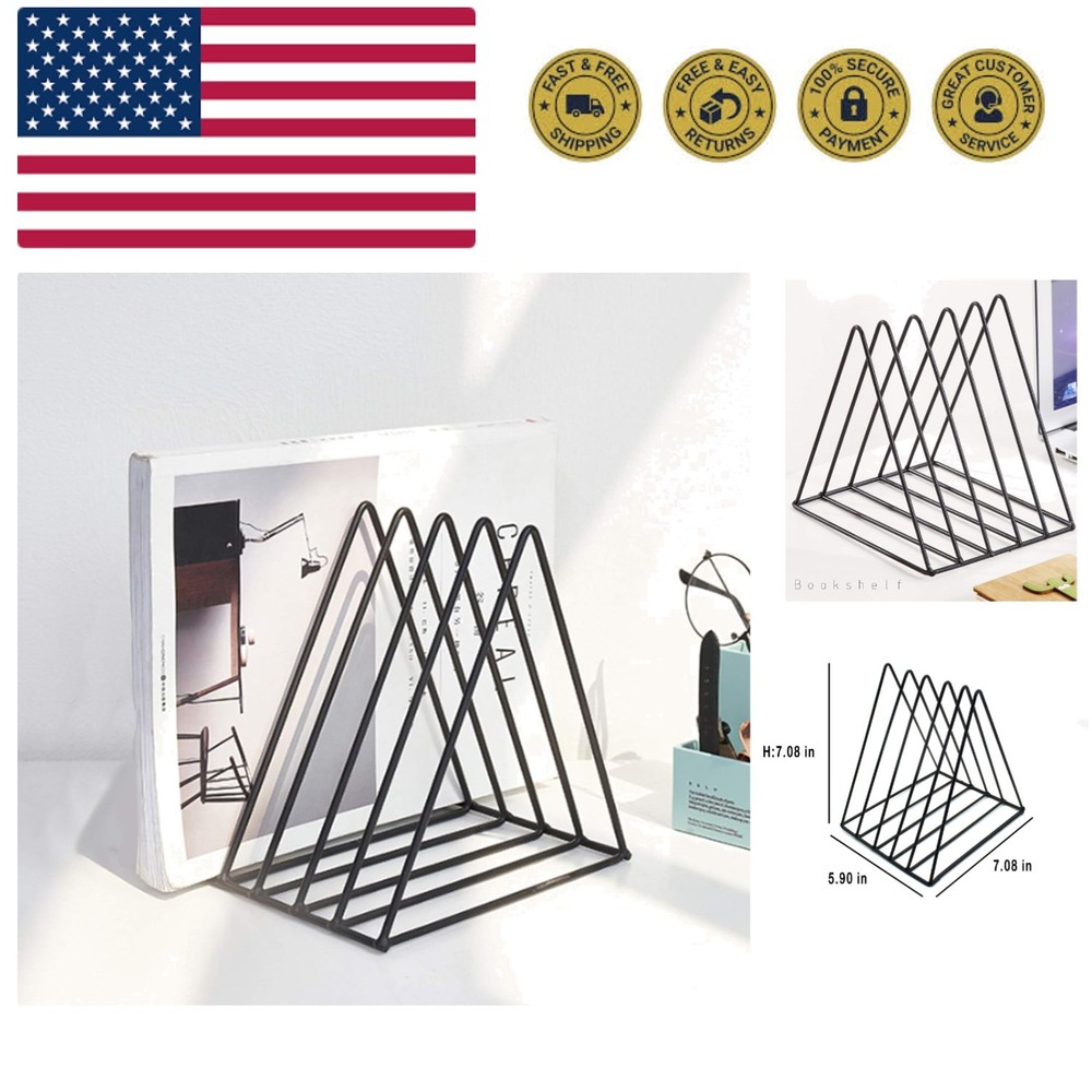 Triangle File Holder,5 Slot Metal Vinyl Record Stand Holder Magazine Newspape...