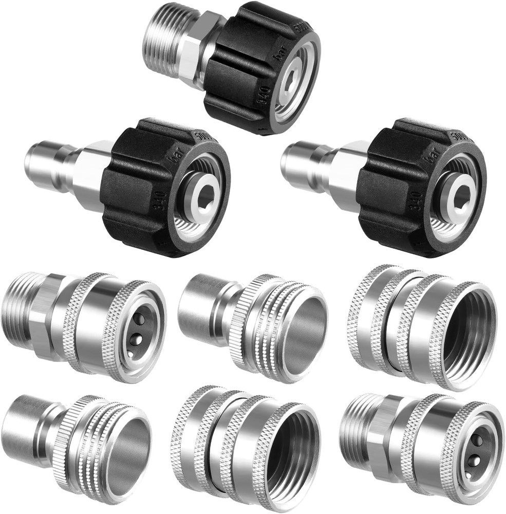 Corrosion-Resistant Brass Pressure Washer Connectors - 9-Piece Quick Connect