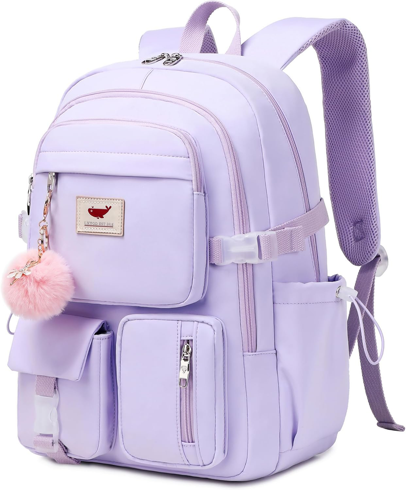 15.6 Inch Anti-Theft Travel Laptop Backpack for Women Teens in Stylish Purple  