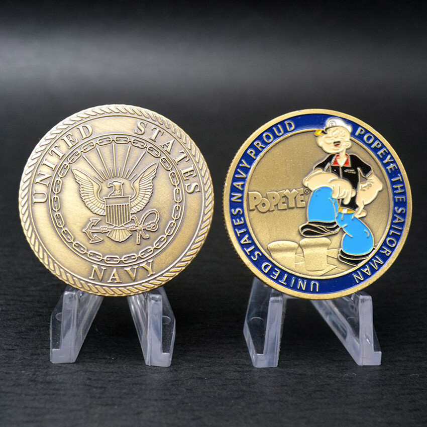 US Navy Proud The Sailor Man Popeye Metal Commemorative Challenge Coin Collect