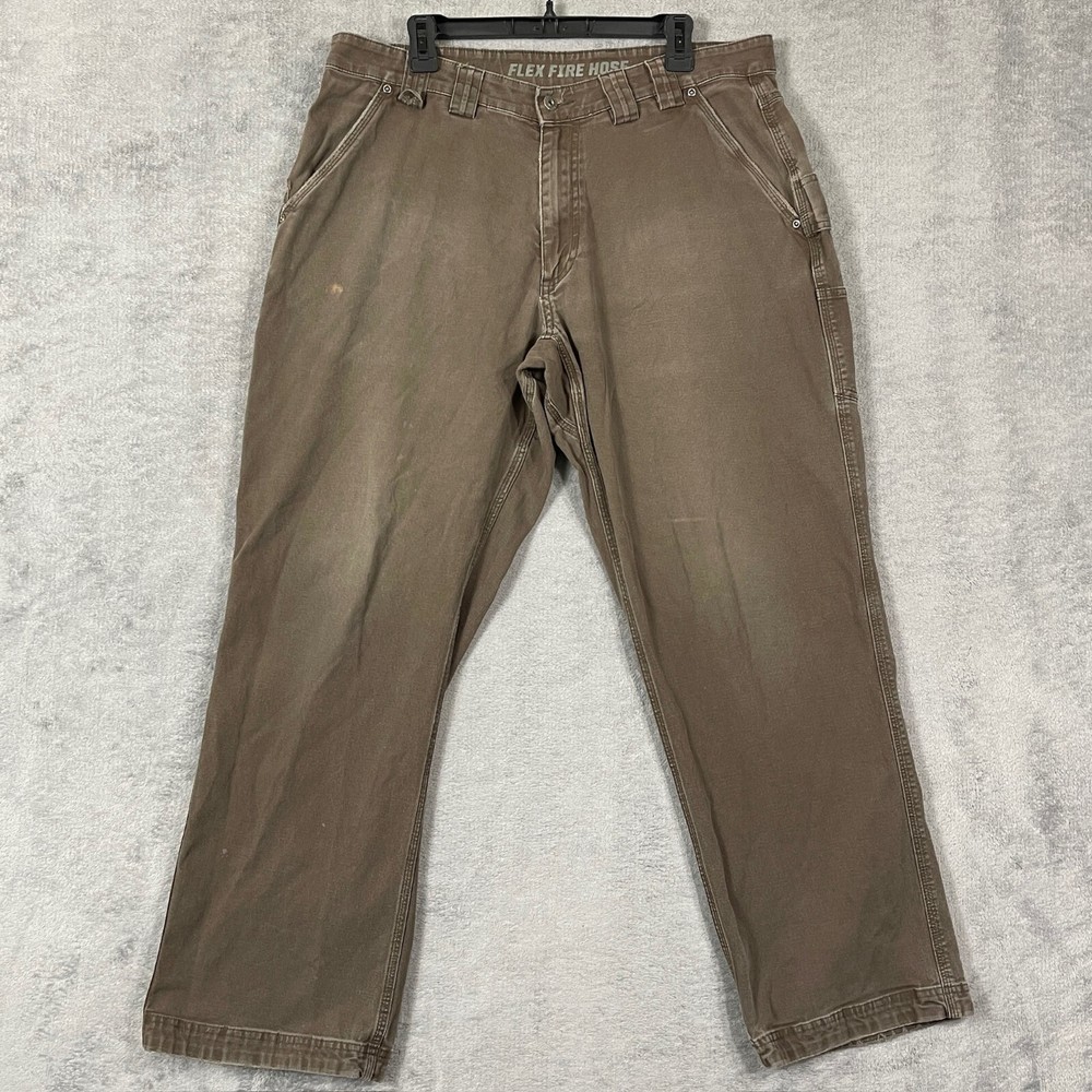 Duluth Flex Fire Hose Work Pants Mens 36x31 Brown Utility Durable Style