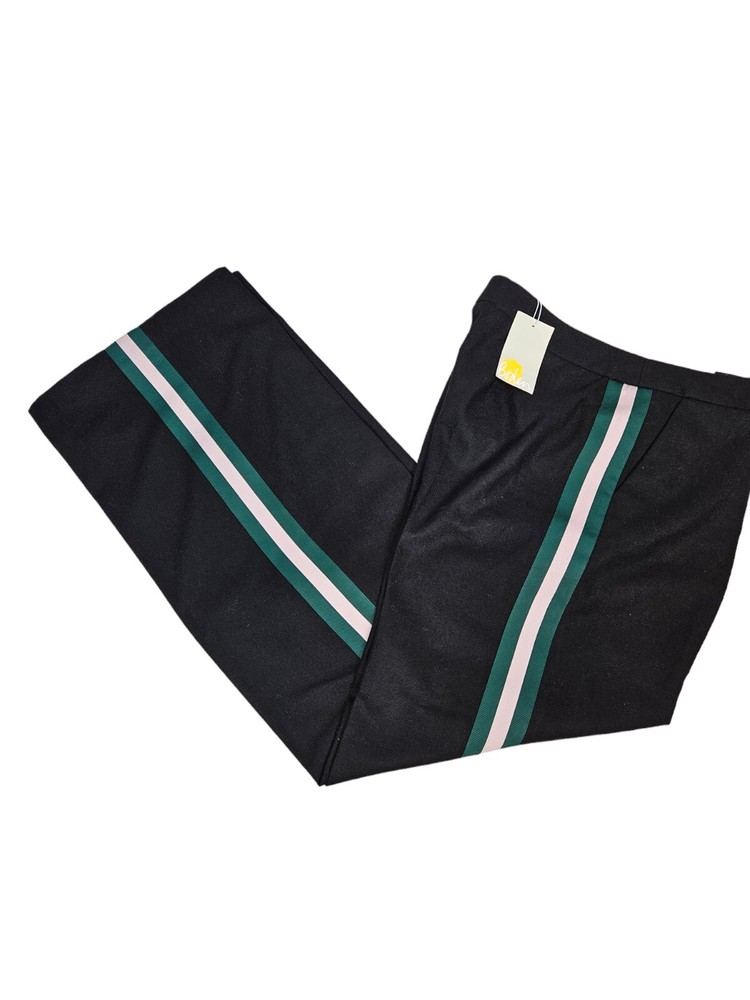 NWT Boden Westbourne Ponte Black Wool Blend Trousers Side Stripe Size 8 Long W9