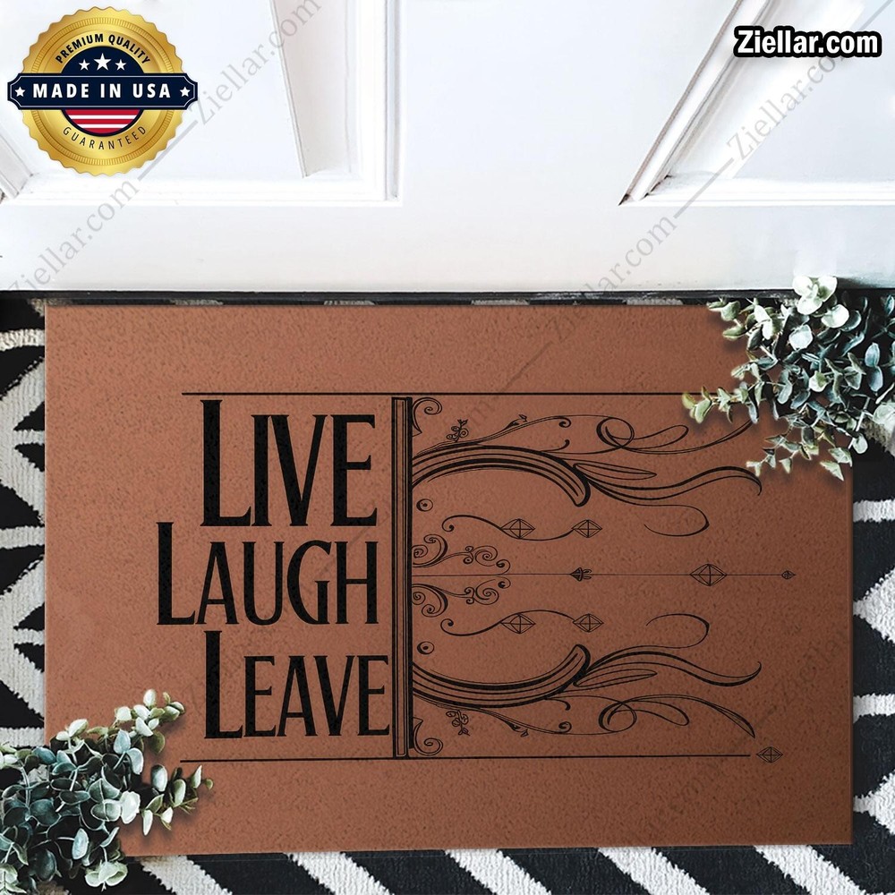 Custom Live Laugh Leave Doormat - Bold Quote Entry Rug in Classic Design-image