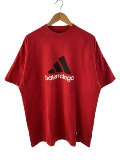 BALENCIAGA 2022SS Performance Logo Red Cotton T-Shirt Size 2 712398