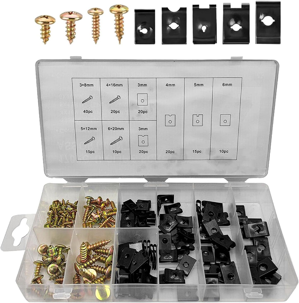 170PCS Car U Clips with Screw Assortment Kit - 85 Pcs Cross Head Mo...