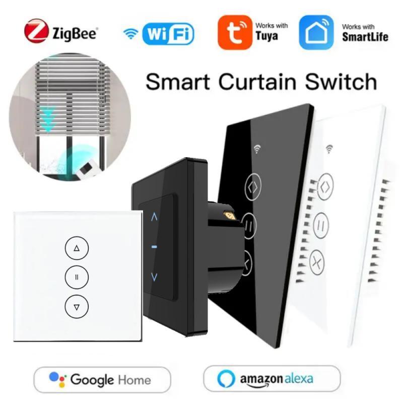 Tuya Zigbee WIFI Smart Curtain Switch eWelink RF Glass Panel Touch Switch Timing