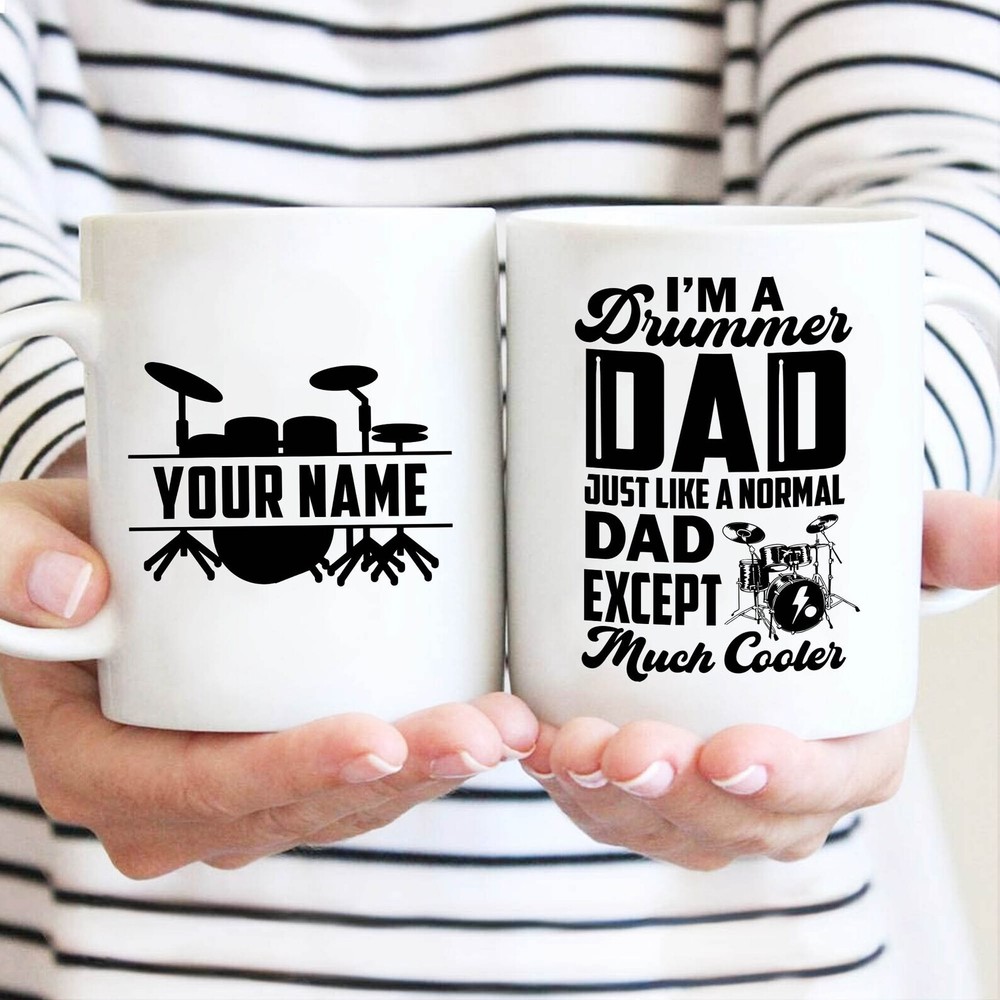 Custom Drummer Dad Coffee Mug - Personalized Father's Day Gift