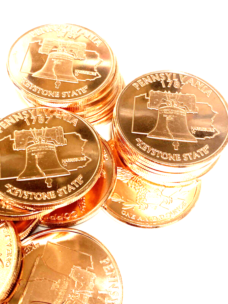 Pennsylvania Keystone State 10 PACK of 1 Ounce Copper Coins-REEDERSONG