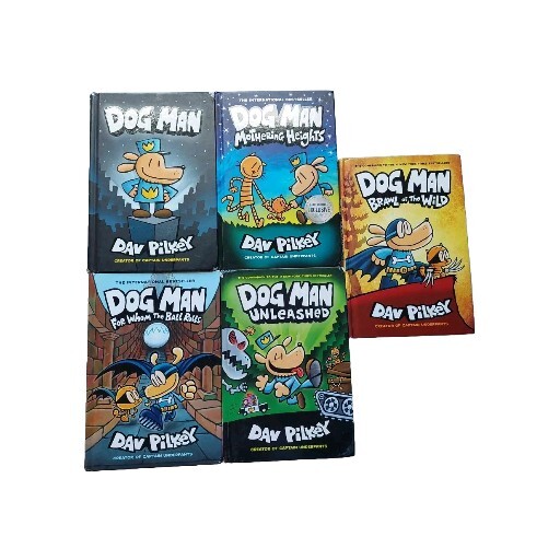 Dog Man Dav Pilkey Book Set Lot of 5 Hardcover Graphic Novels Children’s Books