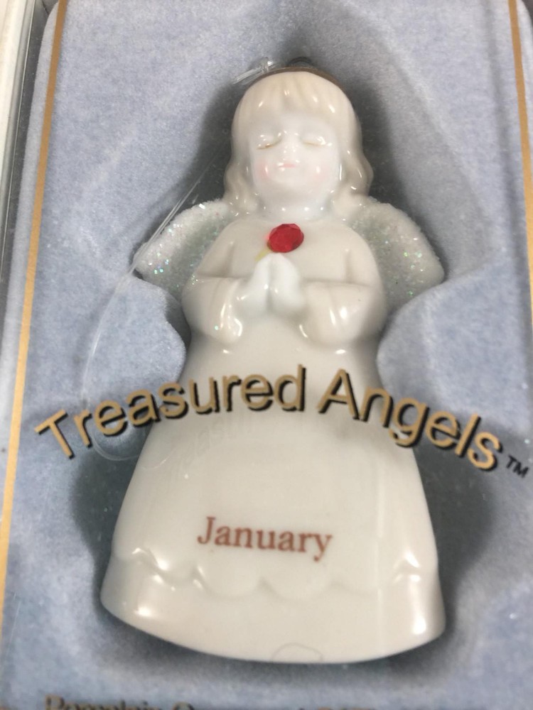 Treasured Angels Porcelain Ornament Of The Month- January New Russ Berrie