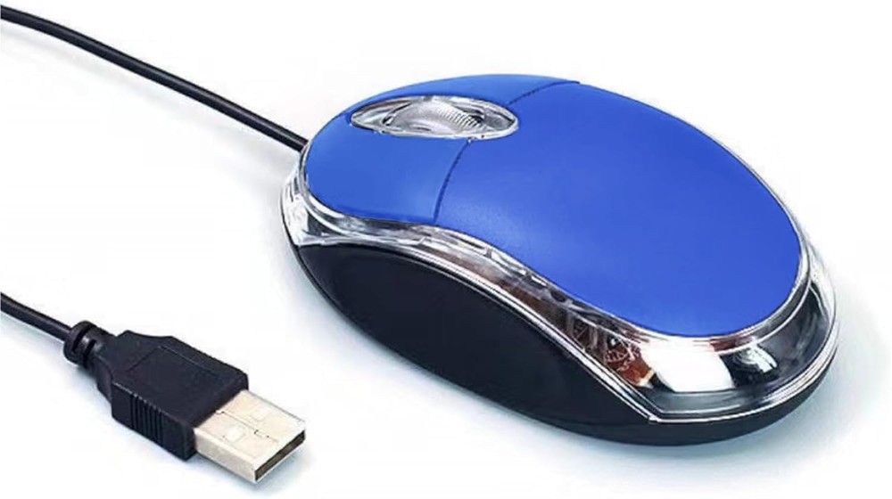 Wired Mini Optical USB Mouse Ergonomic Design in Blue for Computers