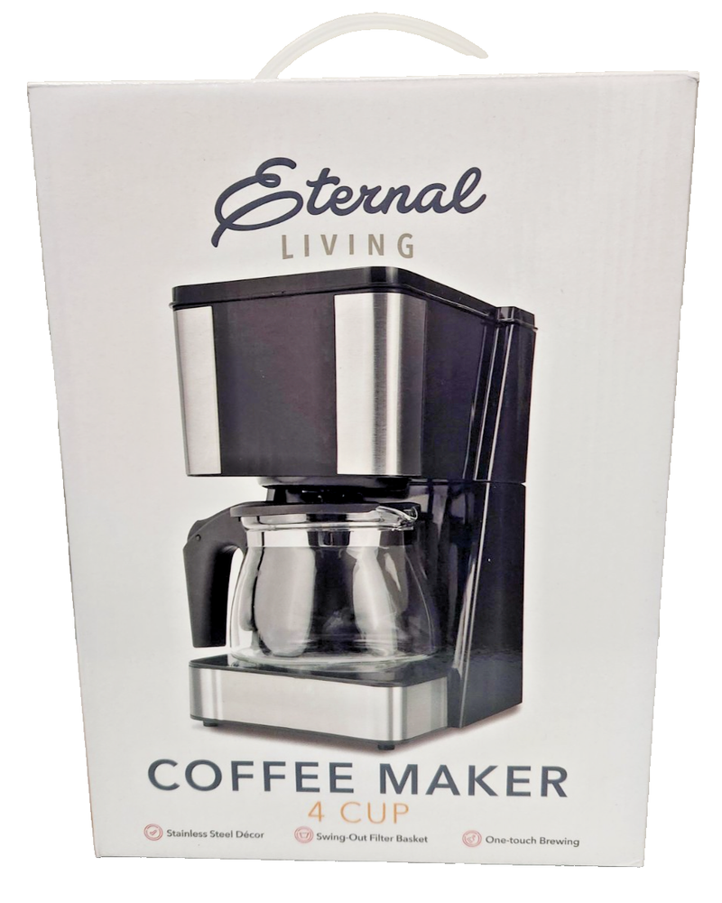 4 Cup Stainless Steel Eternal Living Coffee Maker with Elegant Decor