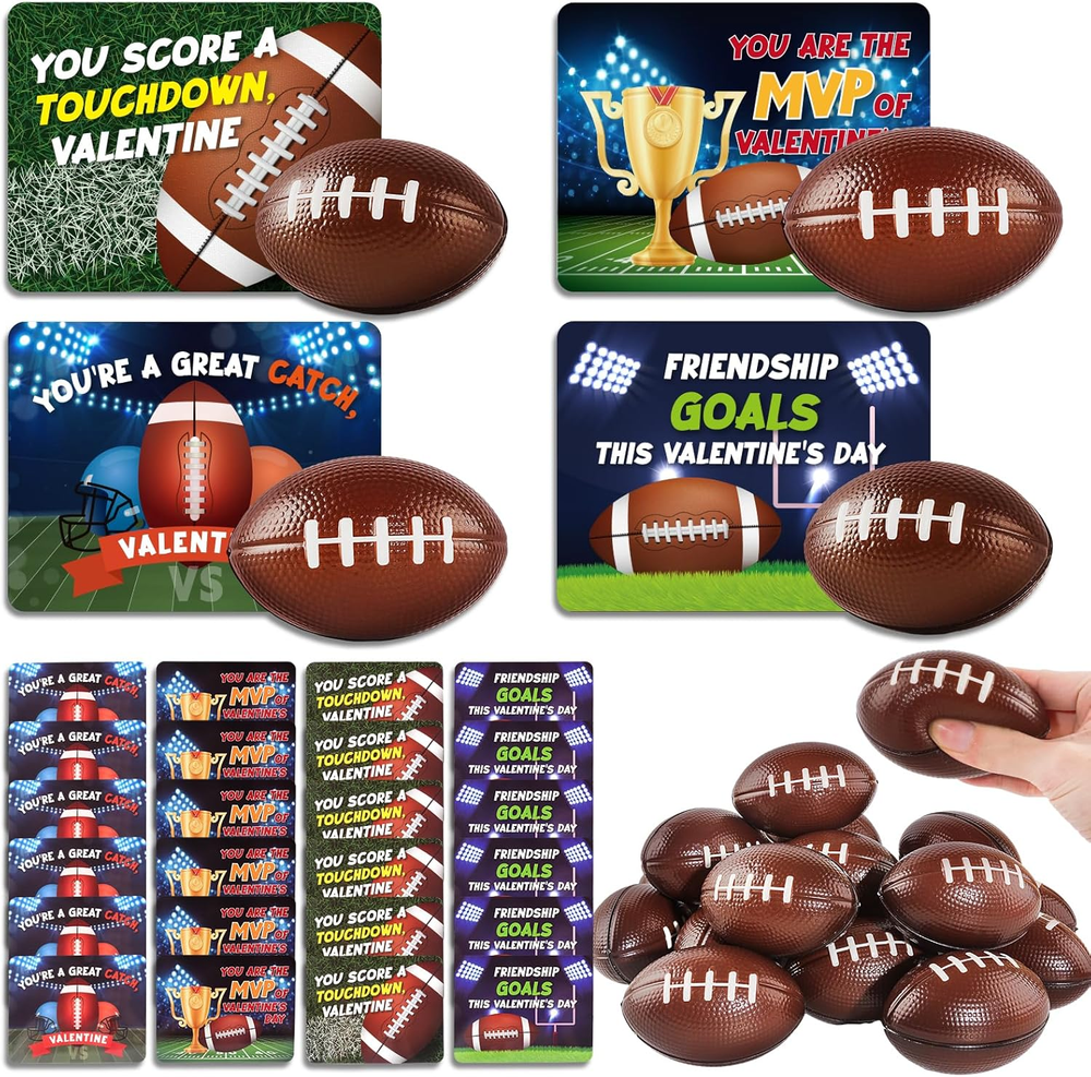 24 Pack Kids Valentine's Sports-Themed Greeting Cards for School Exchange or Classroom Party  