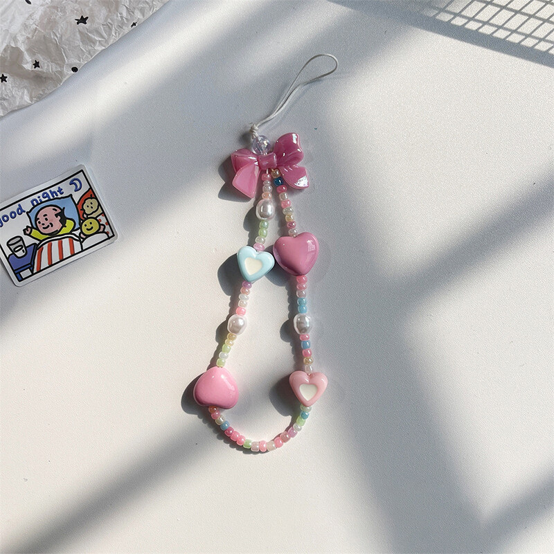 Crystal Bow Phone Lanyard with Keychain Pendant for Phone Cases