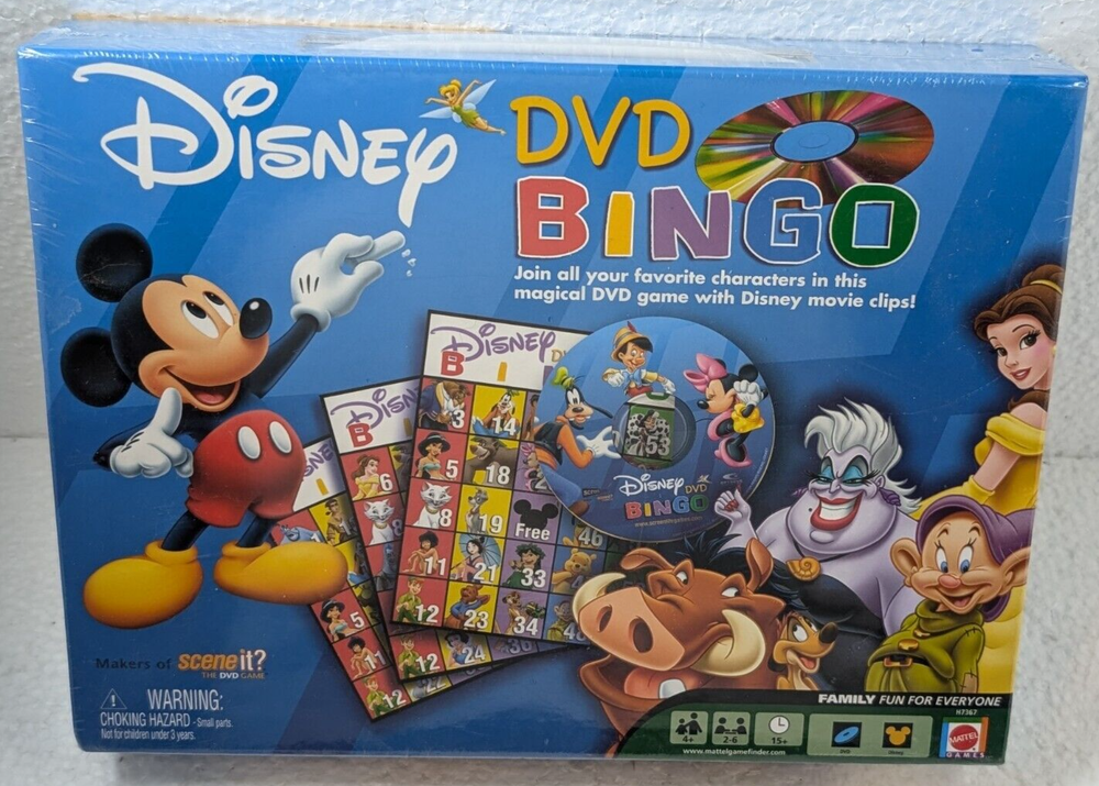 Mattel 2005 Disney DVD Bingo Board Game Sealed & New Fun Ages 4 & Up Kids