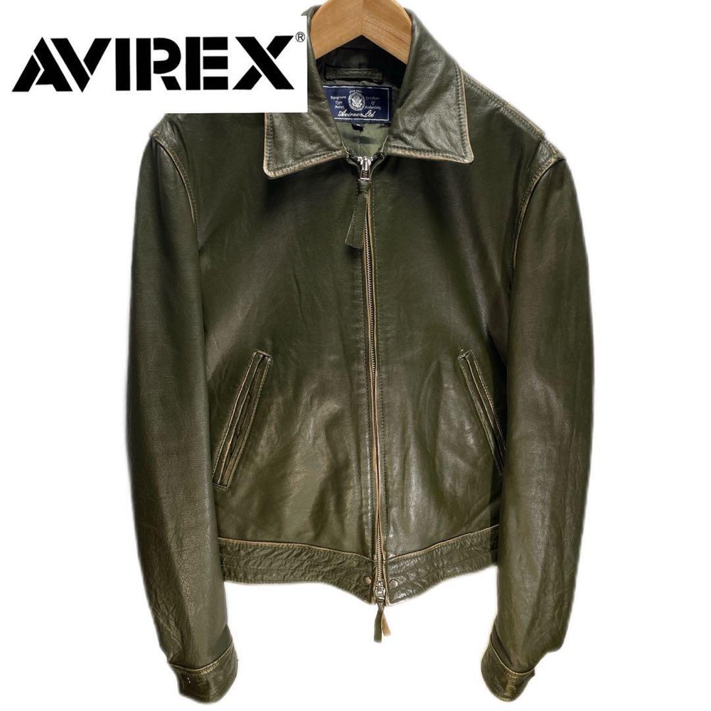 Avirex Mens Buffalo Leather Biker Jacket Size M Medium