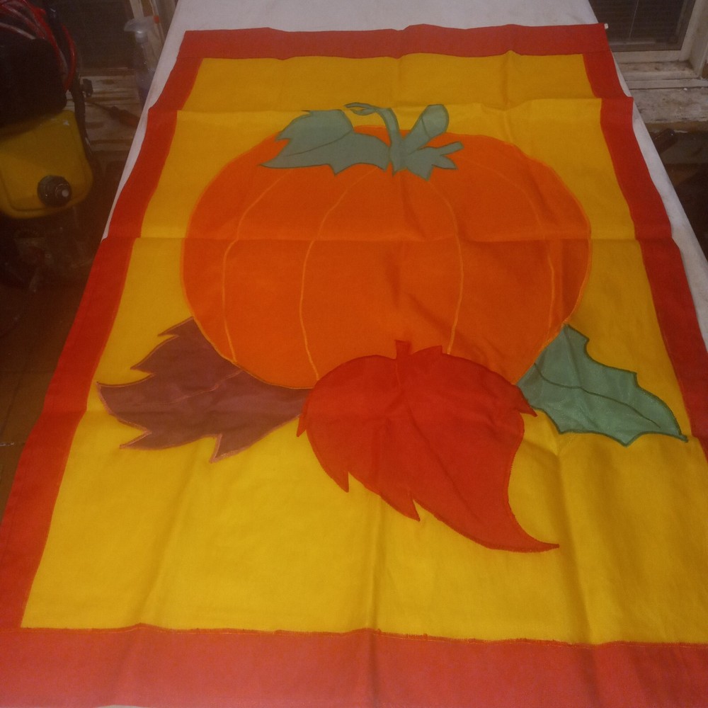 Vibrant Fall Garden Banner with Pumpkins and Colorful Leaves