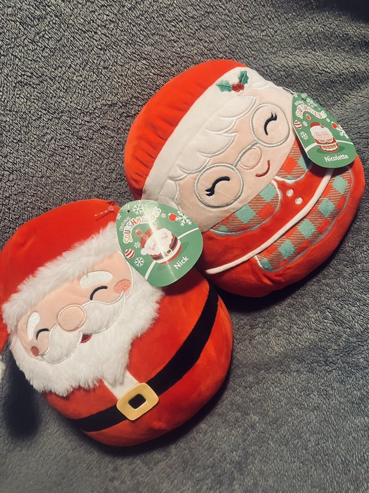 NWT 2 Squishmallow 8in Santa & Mrs Clause /Nick & Nicolette Christmas 2022 Rare