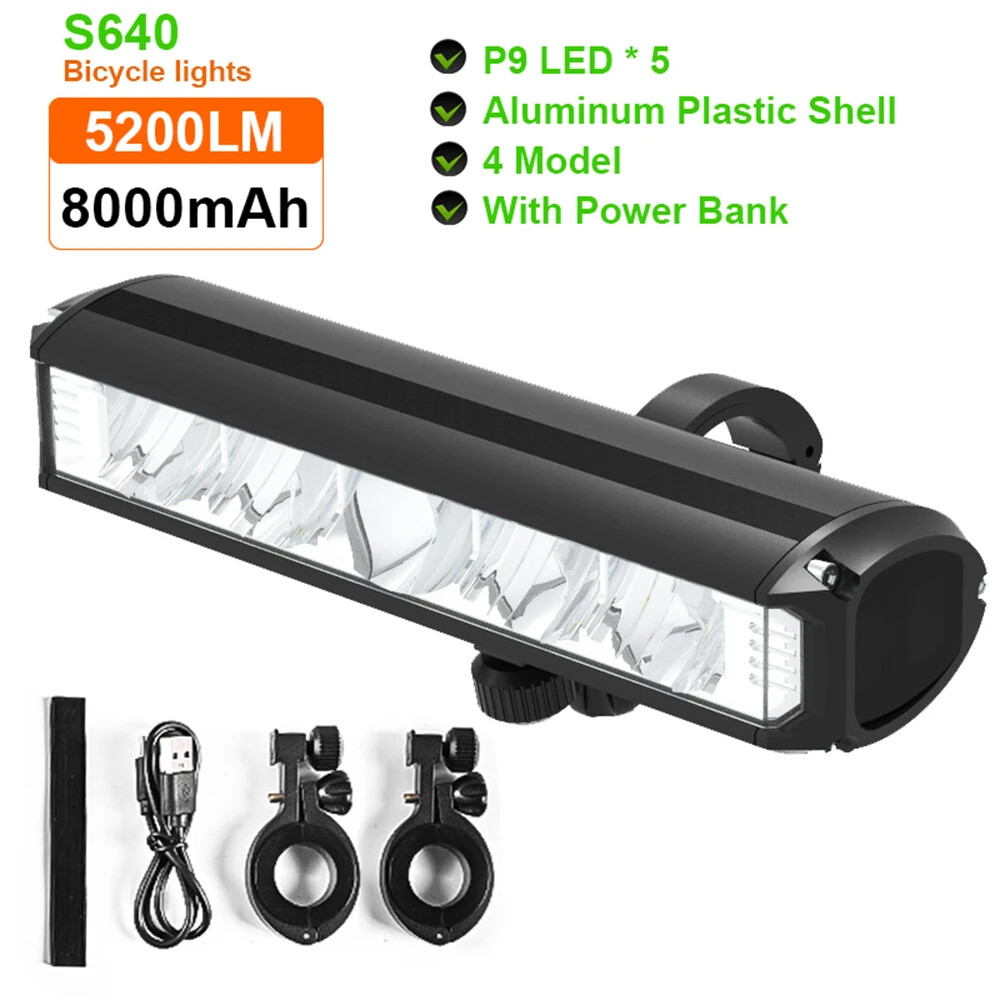Rechargeable LED Bicycle Headlight with Power Bank and Flashlight Function  