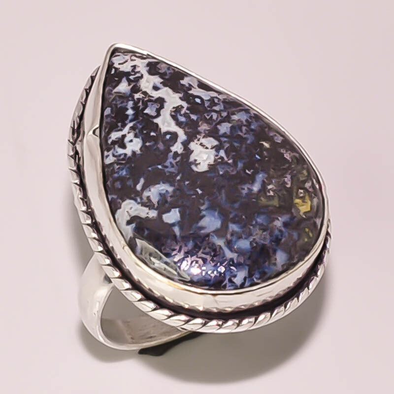 Natural Dendrite Agate Gemstone Jewelry 925 STERLING SILVER PLATED RING 6