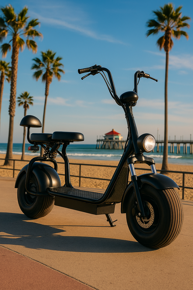 Black Fat Tire Comfort Electric Scooter with Seat