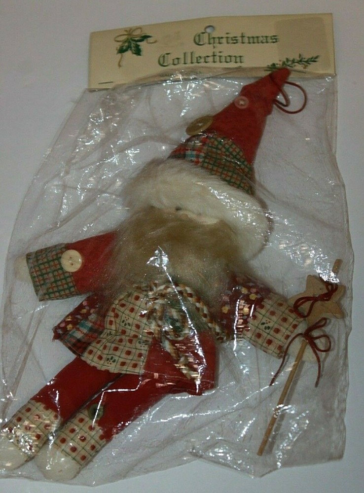 Cute Patchwork Santa Claus Collectible Figure New In Package