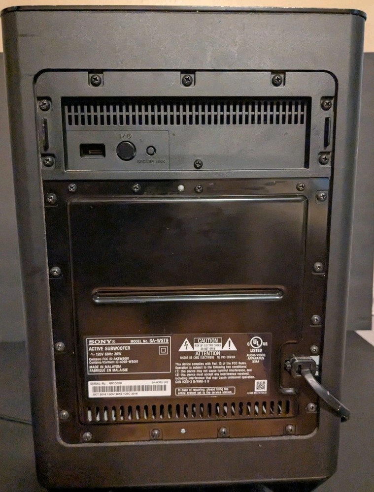 Sony SA-WST9 Wireless Subwoofer Compatible with HT-ST9 Soundbar System