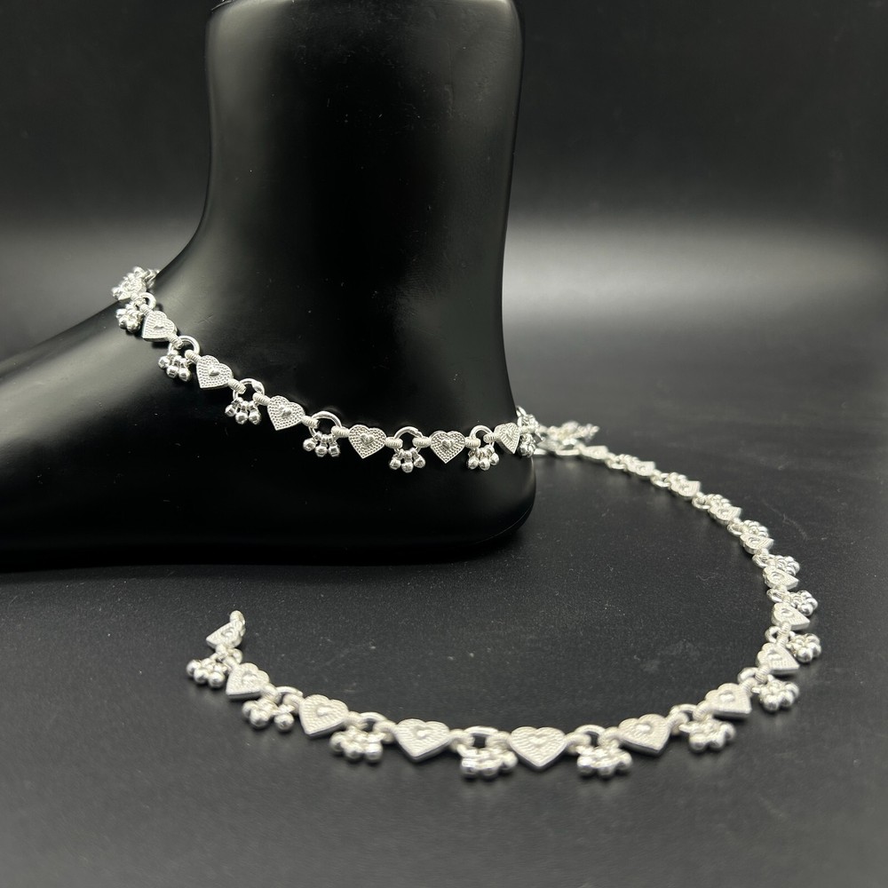 925 Sterling Silver Bridal Anklet Payal Elegant Design-image