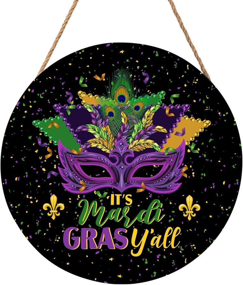 Mardi Gras Welcome Sign Front Door Decorations Mardi Gras Carnival Purple Yellow