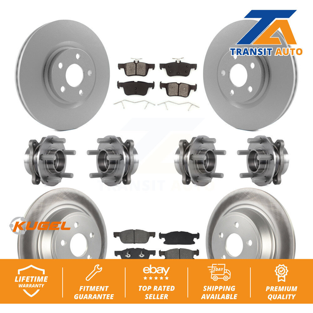 Front Rear Hub Bearing Coated Brake Rotor Pad Kit (10Pc) For Lincoln Continental