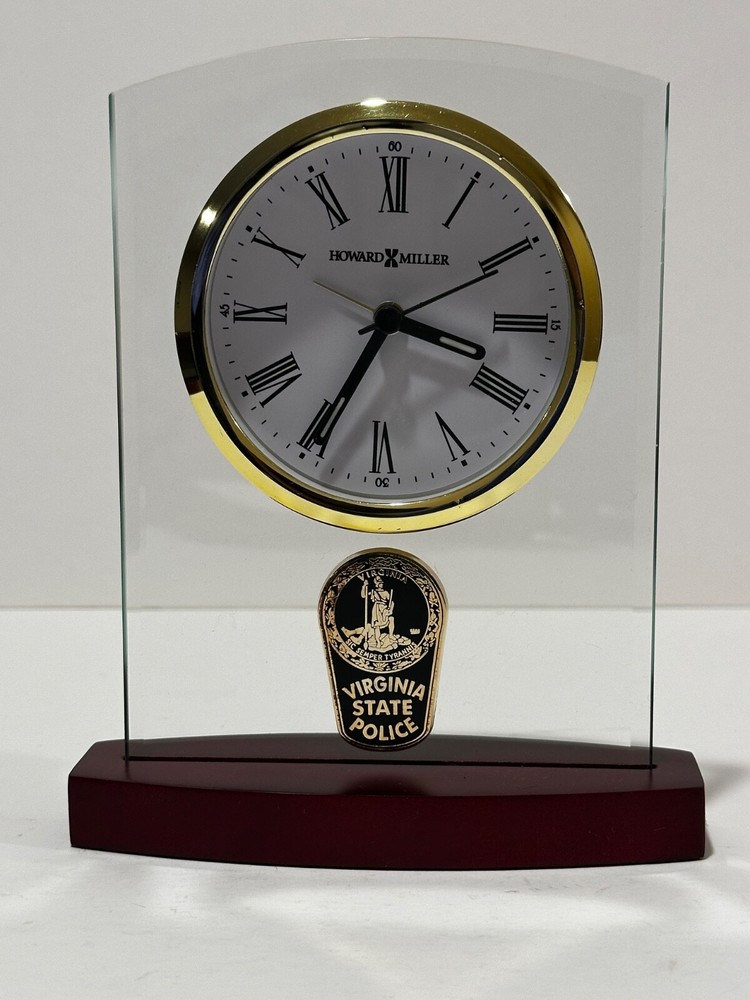 Virginia State Police Glass Table Clock