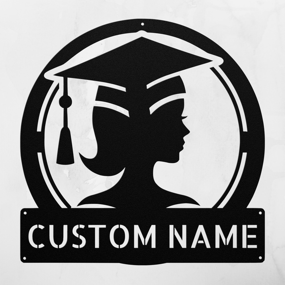 Personalized Girl Grad Cap Metal Sign Custom Graduation Decor Unique Gift Idea