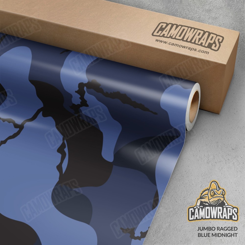 Jumbo Midnight Blue Camo Vinyl Wrap - Durable Cast Decal Film